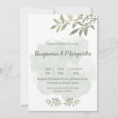 Invitation Vert aquarelle Elégant minimaliste Mariage (Devant)