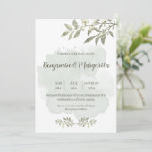 Invitation Vert aquarelle Elégant minimaliste Mariage (Debout devant)