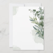 Invitation Vert aquarelle Elégant minimaliste Mariage (Dos)