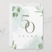 Invitation Vert aquarelle Feuille 50e anniversaire Mariage (Dos)