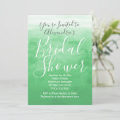 Invitation Vert Aquarelle Ombre Fête des mariées moderne (Debout devant)