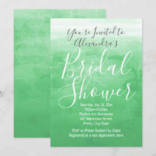Invitation Vert Aquarelle Ombre Fête des mariées moderne