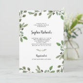 Invitation Vert aquarelle simple | Brunch nuptial (Debout devant)