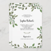 Invitation Vert aquarelle simple | Brunch nuptial (Devant / Derrière)