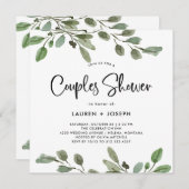 Invitation Vert aquarelle simple | Douche Couples (Devant / Derrière)