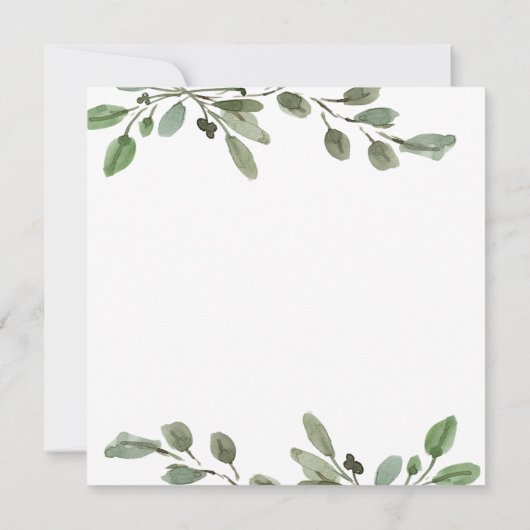 Invitation Vert aquarelle simple | Douche Couples (Dos)