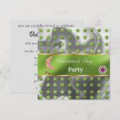 Invitation Vert Argent Feuille D'or Paillettes Rose Lune Sain (Devant / Derrière)