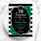 Invitation Vert Argent Noir Surprise 70e anniversaire