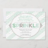 invitation vert argent vert pour bébé neutre pour  (Devant)