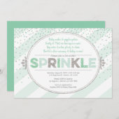 invitation vert argent vert pour bébé neutre pour  (Devant / Derrière)