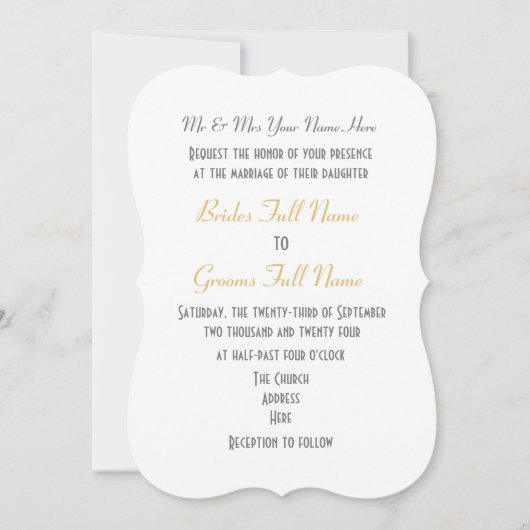 Invitation Vert avec dentelle blanche or mariage damassé (Devant)