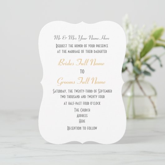 Invitation Vert avec dentelle blanche or mariage damassé (Debout devant)