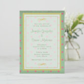 Invitation Vert avec Mariage Pois rose (Debout devant)