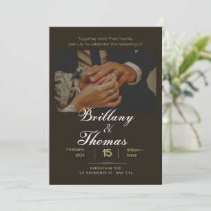 Invitation Vert avec une image romantique d'un couple