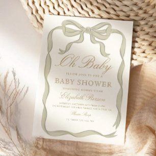 Invitation  vert Baby shower neutre pour les femmes
