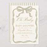 Invitation  vert Baby shower neutre pour les femmes<br><div class="desc">Green Ruban élégant Baby shower minimaliste</div>