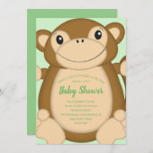 Invitation Vert Baby shower singe (Devant / Derrière)