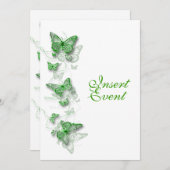 Invitation vert blanc anniversaire fiançailles mariage (Devant / Derrière)