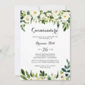 Invitation Vert Blanc Automne Floral Quinceañera (Devant)