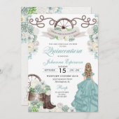 Invitation Vert Blanc Cactus Bottes Occidentales Charra Quinc (Devant / Derrière)
