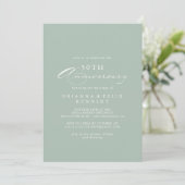 Invitation Vert Blanc Calligraphie 50e Anniversaire de Mariag (Debout devant)