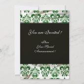 INVITATION VERT BLANC NOIR SOIE DAMAS MONOGRAMME OR (Dos)