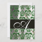 INVITATION VERT BLANC NOIR SOIE DAMASK MONOGRAM OR (Devant)