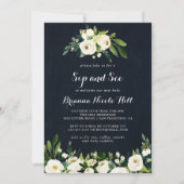 Invitation Vert Blanc Royal Blue Floral Sip et voir (Devant)