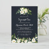 Invitation Vert Blanc Royal Blue Floral Sip et voir (Debout devant)