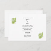 Invitation Vert blanc Tropical Palm Leaf Cool tendance Mariag (Devant / Derrière)