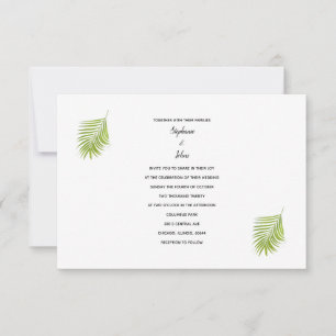 Invitation Vert blanc Tropical Palm Leaf Cool tendance Mariag