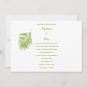 Invitation Vert blanc Tropical Palm Leaf Mariage classique (Devant)