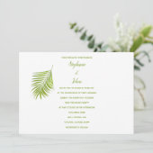 Invitation Vert blanc Tropical Palm Leaf Mariage classique (Debout devant)