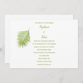 Invitation Vert blanc Tropical Palm Leaf Mariage classique (Devant / Derrière)