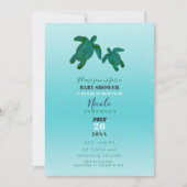 Invitation Vert bleu aquarelle BABY SHOWER des tortues de mer (Devant)