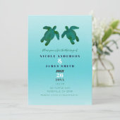 Invitation Vert bleu Aquarelle Océan Tortues de mer Mariage (Debout devant)
