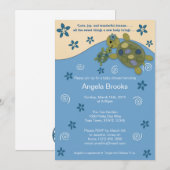 Invitation Vert bleu de l'invitation TRC de baby shower de (Devant / Derrière)