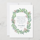 Invitation Vert bleu Illustré Floral Wreath Photo Holiday (Devant)