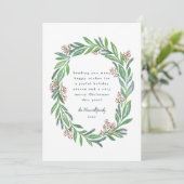 Invitation Vert bleu Illustré Floral Wreath Photo Holiday (Debout devant)