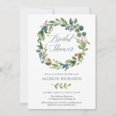 Invitation Vert bleu poussiéreux couronnes florales rustique (Devant)