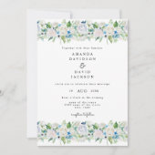 Invitation Vert bleu rose doux Mariage floral romantique (Devant)