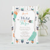 Invitation Vert bleu tribal sauvage de fête d'anniversaire de (Debout devant)