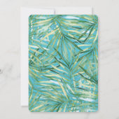 Invitation Vert bleuAquarelle tropicale Feuille Anniversaire (Dos)