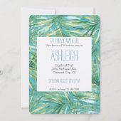 Invitation Vert bleuAquarelle tropicale Feuille Anniversaire (Devant)