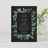Invitation Vert botanique moderne Mariage noir (Debout devant)