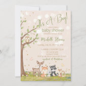 Invitation Vert Brown Aquarelle Bois Animaux (Devant)