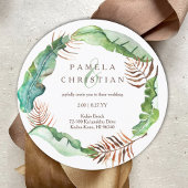 Invitation Vert, Brown banane tropicale Feuilles, Mariage Inv