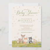 Invitation Vert Brown Garçon Aquarelle Bois Animaux (Devant)