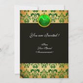 Invitation VERT BRUN DAMAS PARCHEMIN AVEC TRÈFLE Noir (Dos)