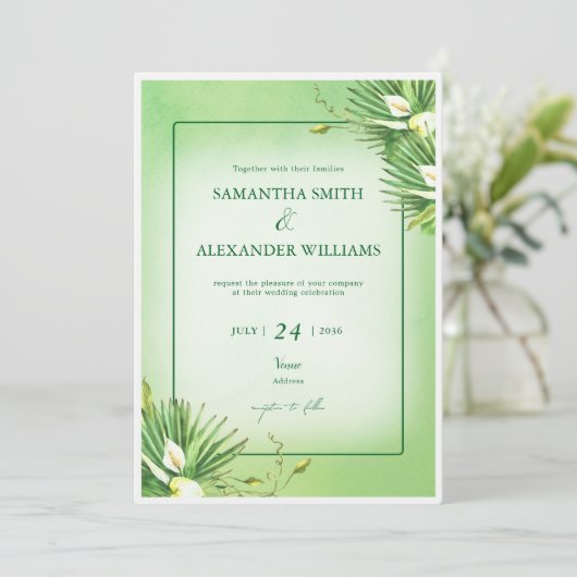 Invitation Vert Calla Lily Budget Été Tout En Un Mariage (Debout devant)